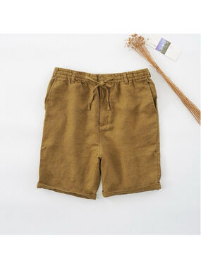 100% European Linen Men's Casual Beach Shorts Real Silk Life 33.7 L